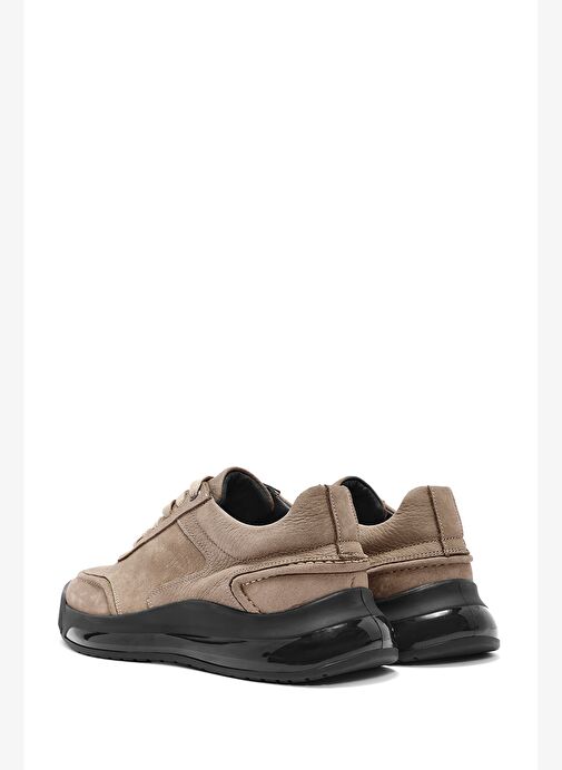 Erkek Vizon Bağcıklı Kalın Tabanlı Nubuk Deri Sneaker 25WFD6114V3 - Görsel 6