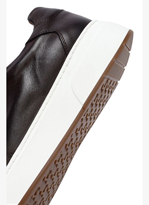 Erkek Kahverengi Bağcıklı Kalın Tabanlı Deri Sneaker 25WFD610618 - Görsel 9