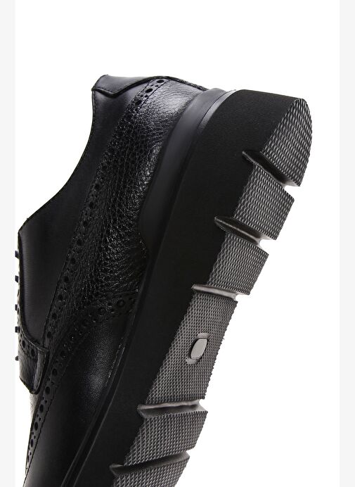 Erkek Siyah Bağcıklı Deri Casual Ayakkabı 25WFD610818 - Görsel 9