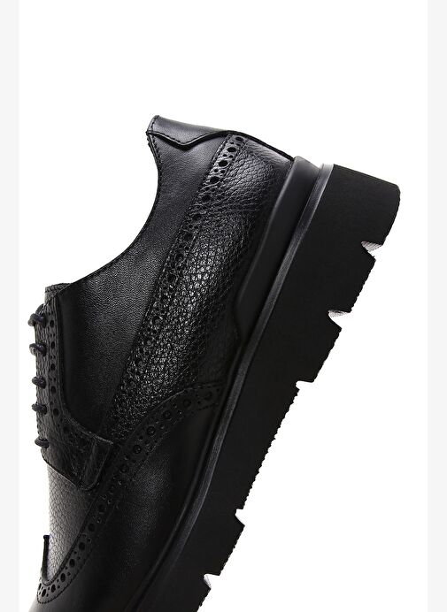 Erkek Siyah Bağcıklı Deri Casual Ayakkabı 25WFD610818 - Görsel 8