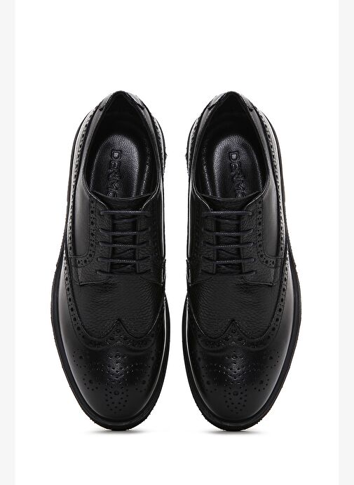 Erkek Siyah Bağcıklı Deri Casual Ayakkabı 25WFD610818 - Görsel 7