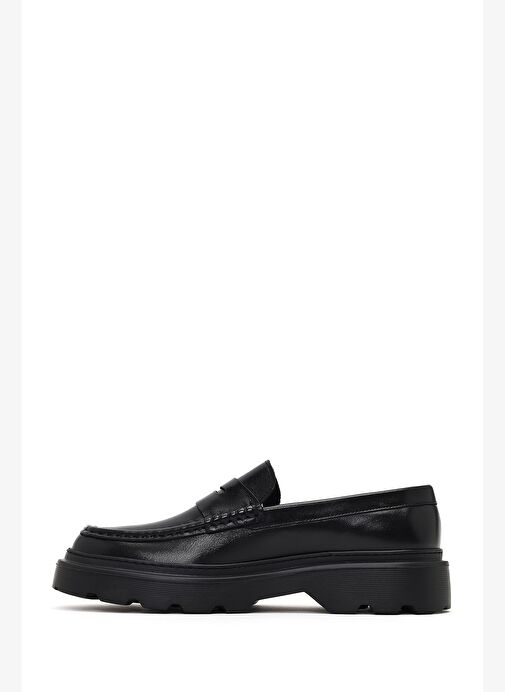 Erkek Siyah Kalın Tabanlı Deri Loafer 25WFD611918 - Görsel 3