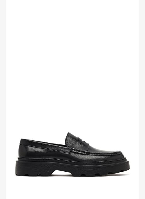 Erkek Siyah Kalın Tabanlı Deri Loafer 25WFD611918 - Görsel 2