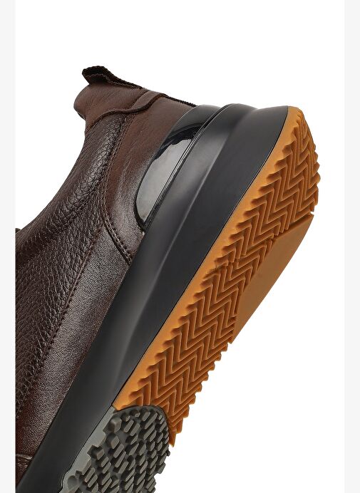 Erkek Kahverengi Bağcıklı Kalın Tabanlı Deri Sneaker 25WFD611714 - Görsel 9