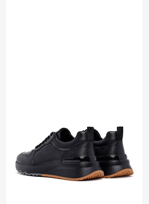 Erkek Siyah Bağcıklı Deri Casual Sneaker 25WFD612818 - Görsel 6