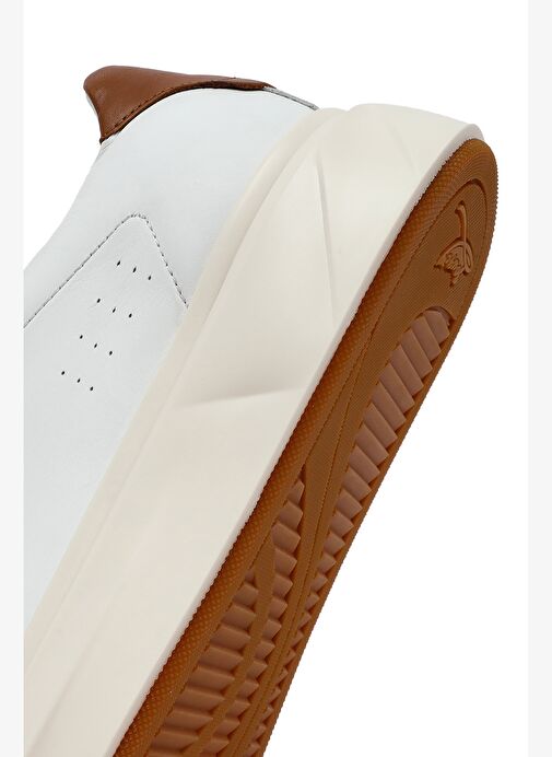 Erkek Beyaz Bağcıklı Kalın Tabanlı Deri Sneaker 25WFD611618 - Görsel 9