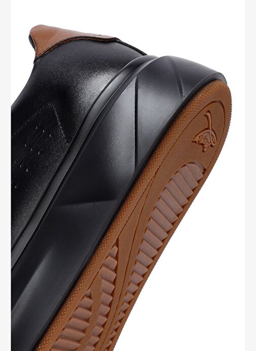 Erkek Siyah Bağcıklı Kalın Tabanlı Deri Sneaker 25WFD611618 - Görsel 9