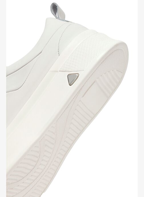 Erkek Beyaz Bağcıklı Kalın Tabanlı Deri Sneaker 25WFD612318 - Görsel 9