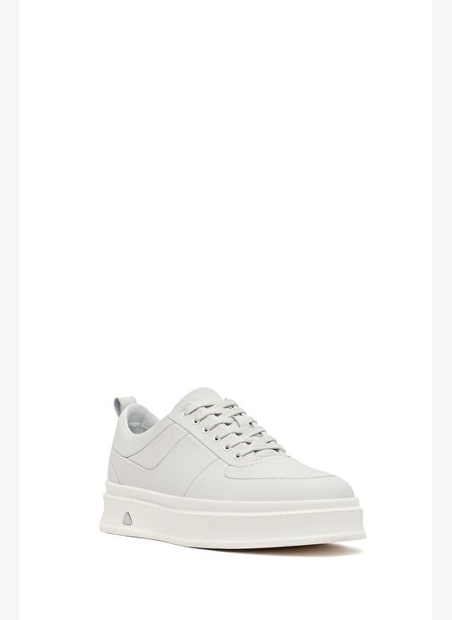 Erkek Beyaz Bağcıklı Kalın Tabanlı Deri Sneaker 25WFD612318 - Görsel 7