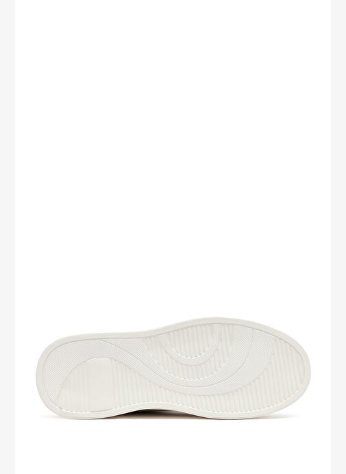 Erkek Beyaz Bağcıklı Kalın Tabanlı Deri Sneaker 25WFD612318 - Görsel 5