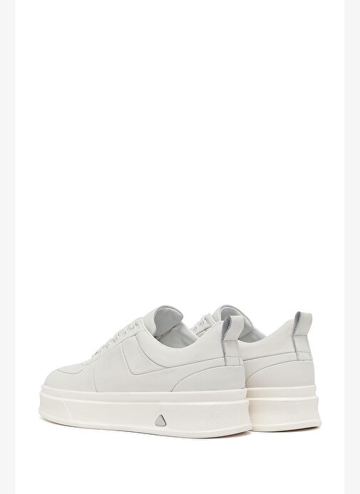 Erkek Beyaz Bağcıklı Kalın Tabanlı Deri Sneaker 25WFD612318 - Görsel 6