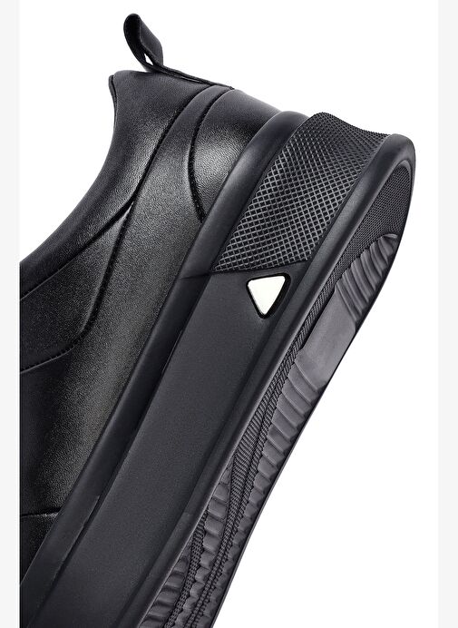 Erkek Siyah Bağcıklı Kalın Tabanlı Deri Sneaker 25WFD612318 - Görsel 9