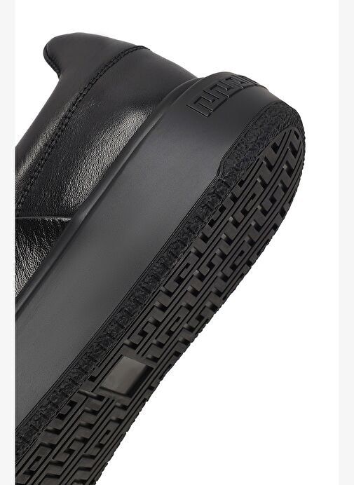 Erkek Siyah Bağcıklı Kalın Tabanlı Deri Sneaker 25WFD612918 - Görsel 9