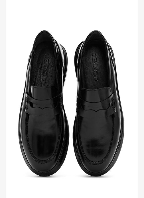 Erkek Siyah Deri Casual Loafer 25WFD661522 - Görsel 8