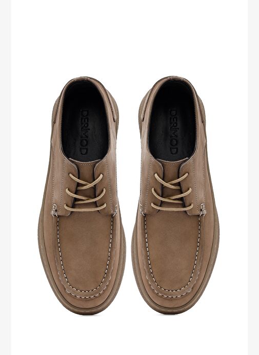 Erkek Vizon Bağcıklı Nubuk Deri Casual Ayakkabı 25WFD6608V3 - Görsel 8