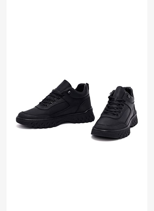 Erkek Siyah Bağcıklı Deri Casual Bot 25WFD6610V3 - Görsel 4