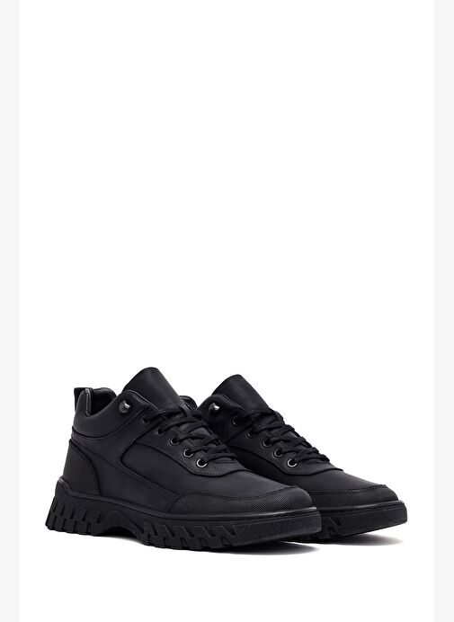 Erkek Siyah Bağcıklı Deri Casual Bot 25WFD6610V3 - Görsel 5