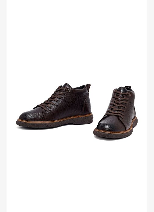 Erkek Kahverengi Bağcıklı Deri Casual Bot 25WFD6611FT - Görsel 4