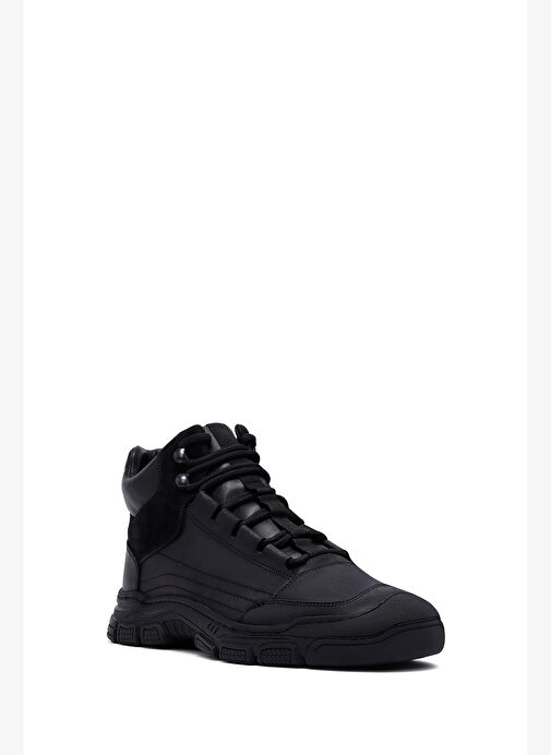 Erkek Siyah Bağcıklı Deri Casual Bot 25WFD660718 - Görsel 8