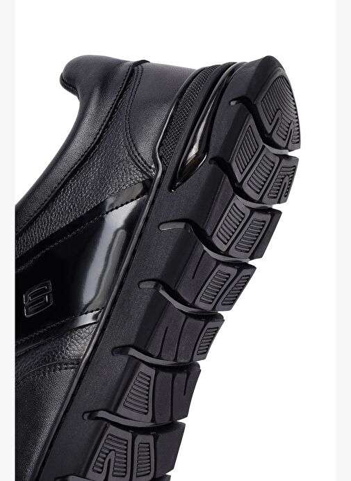 Erkek Siyah Bağcıklı Deri Casual Sneaker 25WFD660014 - Görsel 9