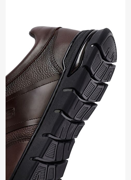 Erkek Kahverengi Bağcıklı Deri Casual Sneaker 25WFD660014 - Görsel 9