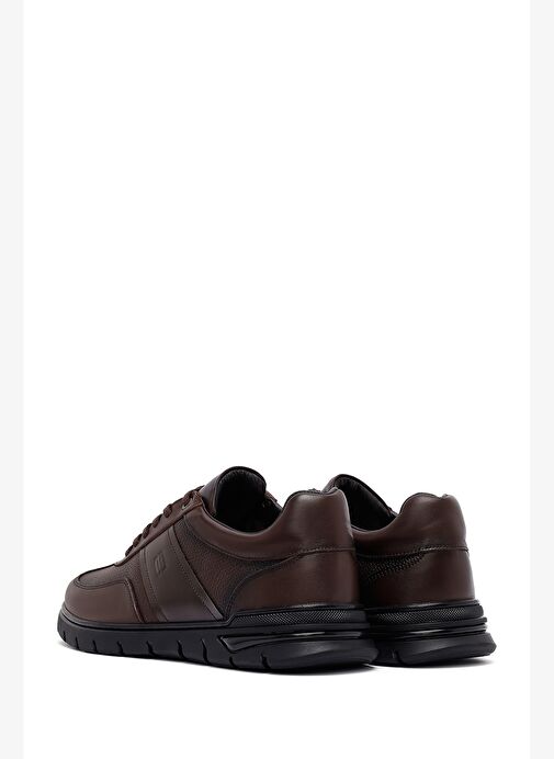 Erkek Kahverengi Bağcıklı Deri Casual Sneaker 25WFD660014 - Görsel 6