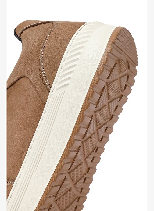 Erkek Bej Bağcıklı Kalın Tabanlı Nubuk Deri Sneaker 25WFD6601V3 - Görsel 9