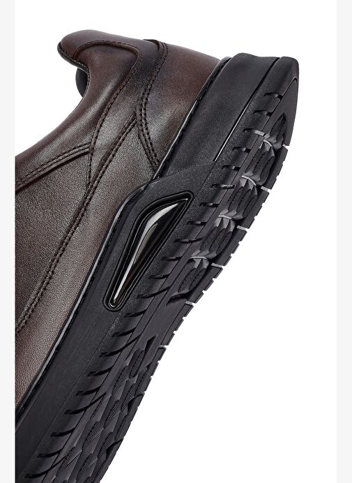 Erkek Kahverengi Bağcıklı Deri Casual Sneaker 25WFD660318 - Görsel 9