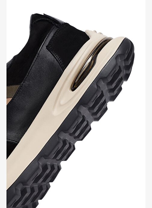 Erkek Siyah Bağcıklı Kalın Tabanlı Deri Sneaker 25WFD660414 - Görsel 9