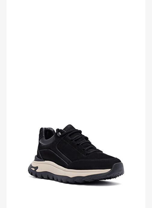 Erkek Siyah Bağcıklı Kalın Tabanlı Nubuk Deri Casual Sneaker 25WFD6605V3 - Görsel 7