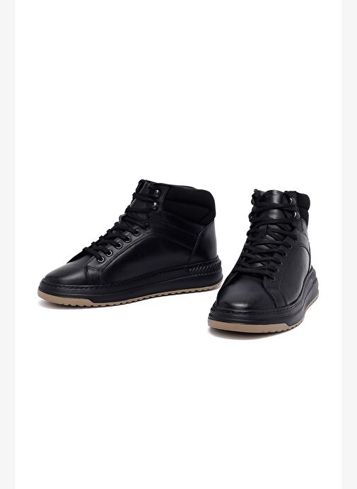 Erkek Siyah Bağcıklı Deri Spor Bot 25WFD660218 - Görsel 4