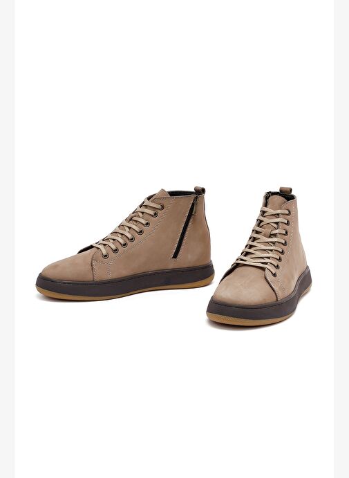Erkek Vizon Bağcıklı Fermuarlı Nubuk Deri Spor Bot 25WFD6609V3 - Görsel 4