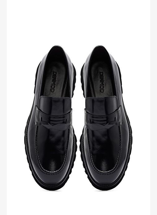 Erkek Siyah Deri Klasik Loafer 25WFD704722 - Görsel 8