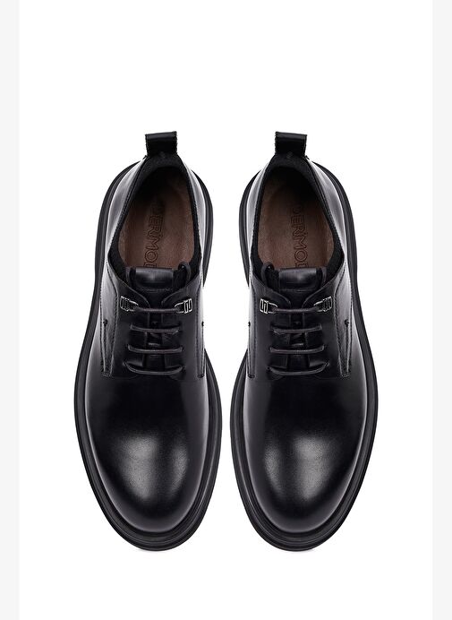 Erkek Siyah Bağcıklı Kalın Tabanlı Deri Casual Ayakkabı 25WFD603918 - Görsel 8
