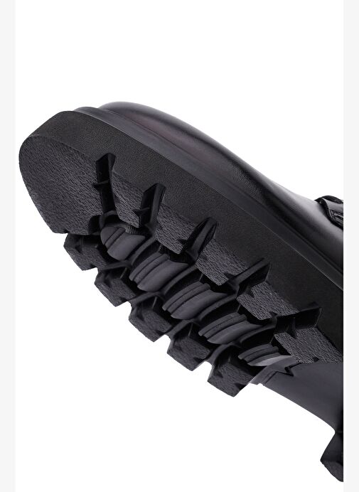 Erkek Siyah Bağcıklı Kalın Tabanlı Deri Casual Ayakkabı 25WFD603918 - Görsel 9