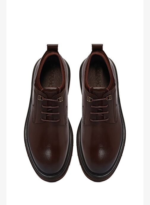 Erkek Kahverengi Bağcıklı Kalın Tabanlı Deri Casual Ayakkabı 25WFD603918 - Görsel 8