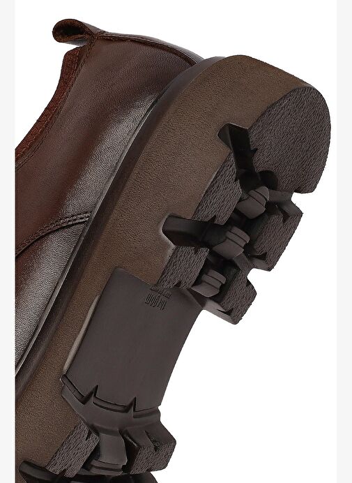 Erkek Kahverengi Bağcıklı Kalın Tabanlı Deri Casual Ayakkabı 25WFD603918 - Görsel 9