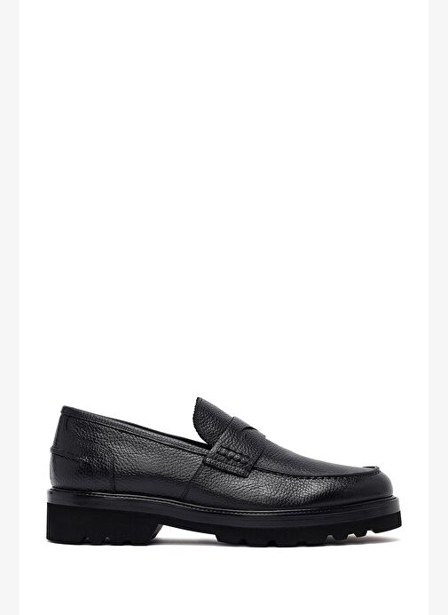 Erkek Siyah Deri Casual Loafer 25WFD7049FT - Görsel 2