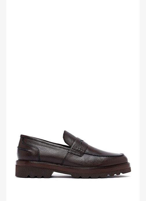 Erkek Kahverengi Deri Casual Loafer 25WFD7049FT - Görsel 2