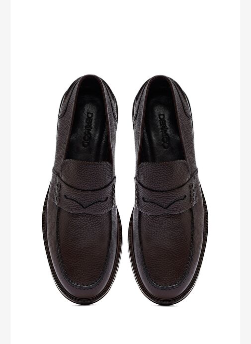 Erkek Kahverengi Deri Casual Loafer 25WFD7049FT - Görsel 8