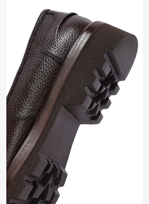 Erkek Kahverengi Deri Casual Loafer 25WFD7049FT - Görsel 9