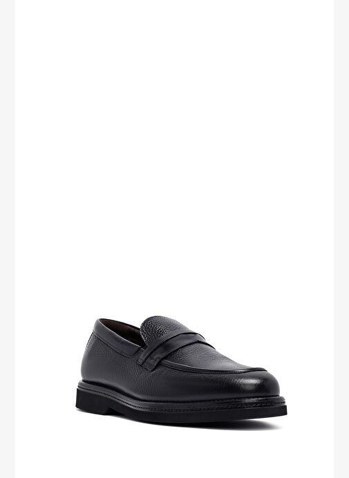 Erkek Siyah Deri Casual Loafer 25WFD7050FT - Görsel 7