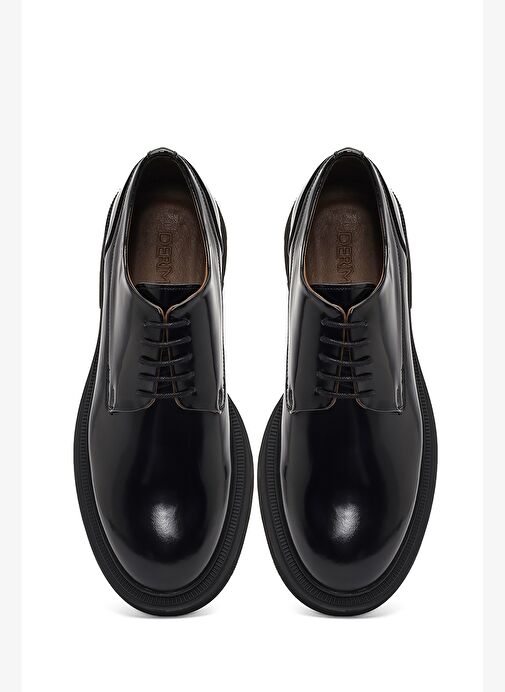 Erkek Siyah Bağcıklı Deri Casual Ayakkabı 25WFD605418 - Görsel 8