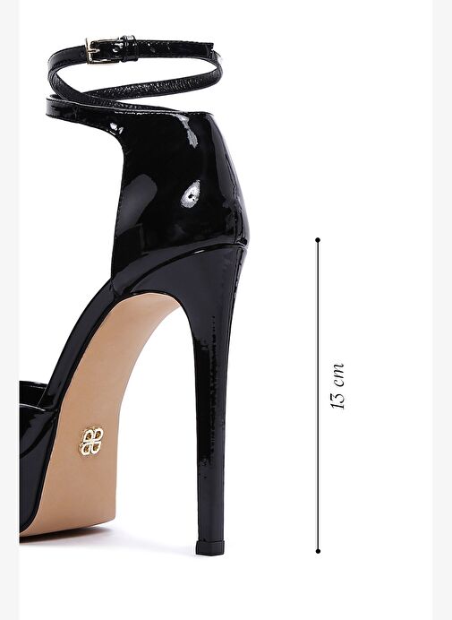 Kadın Siyah Bilekten Tokalı Platform Yüksek Topuklu Rugan Deri Ayakkabı 25AFD120016 - Görsel 3