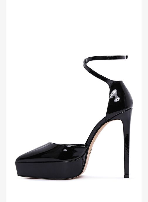 Kadın Siyah Bilekten Tokalı Platform Yüksek Topuklu Rugan Deri Ayakkabı 25AFD120016 - Görsel 5