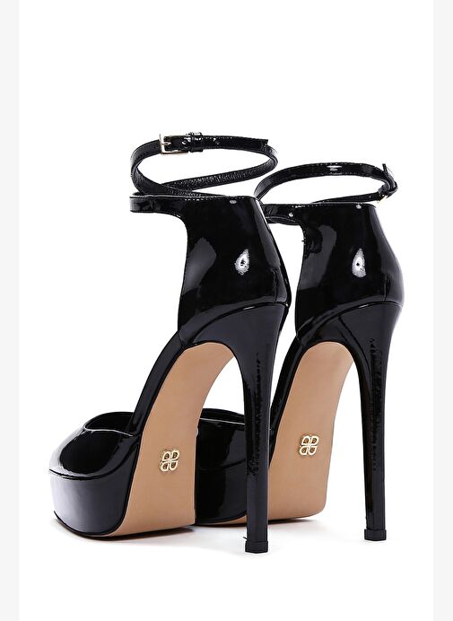 Kadın Siyah Bilekten Tokalı Platform Yüksek Topuklu Rugan Deri Ayakkabı 25AFD120016 - Görsel 7