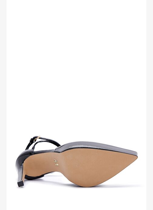 Kadın Siyah Bilekten Tokalı Platform Yüksek Topuklu Rugan Deri Ayakkabı 25AFD120016 - Görsel 6