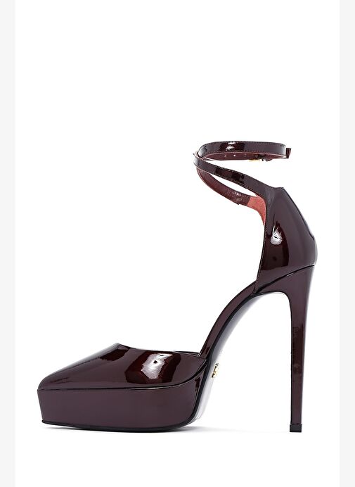 Kadın Bordo Bilekten Tokalı Platform Yüksek Topuklu Rugan Deri Ayakkabı 25AFD120016 - Görsel 2
