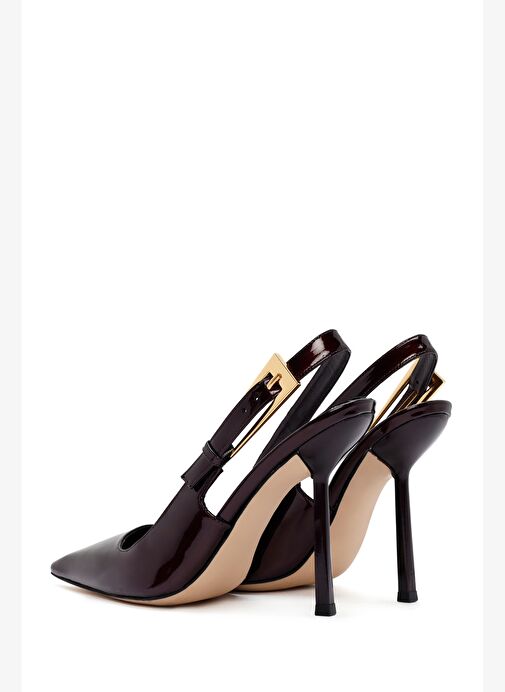 Kadın Bordo Arkası Açık Yüksek İnce Topuklu Rugan Deri Ayakkabı 25AFD120316 - Görsel 7