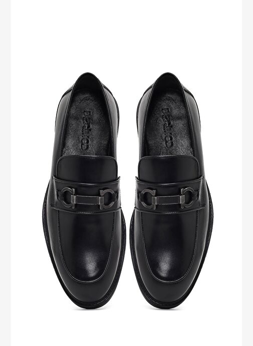 Erkek Siyah Tokalı Deri Loafer 25WFD664018 - Görsel 8